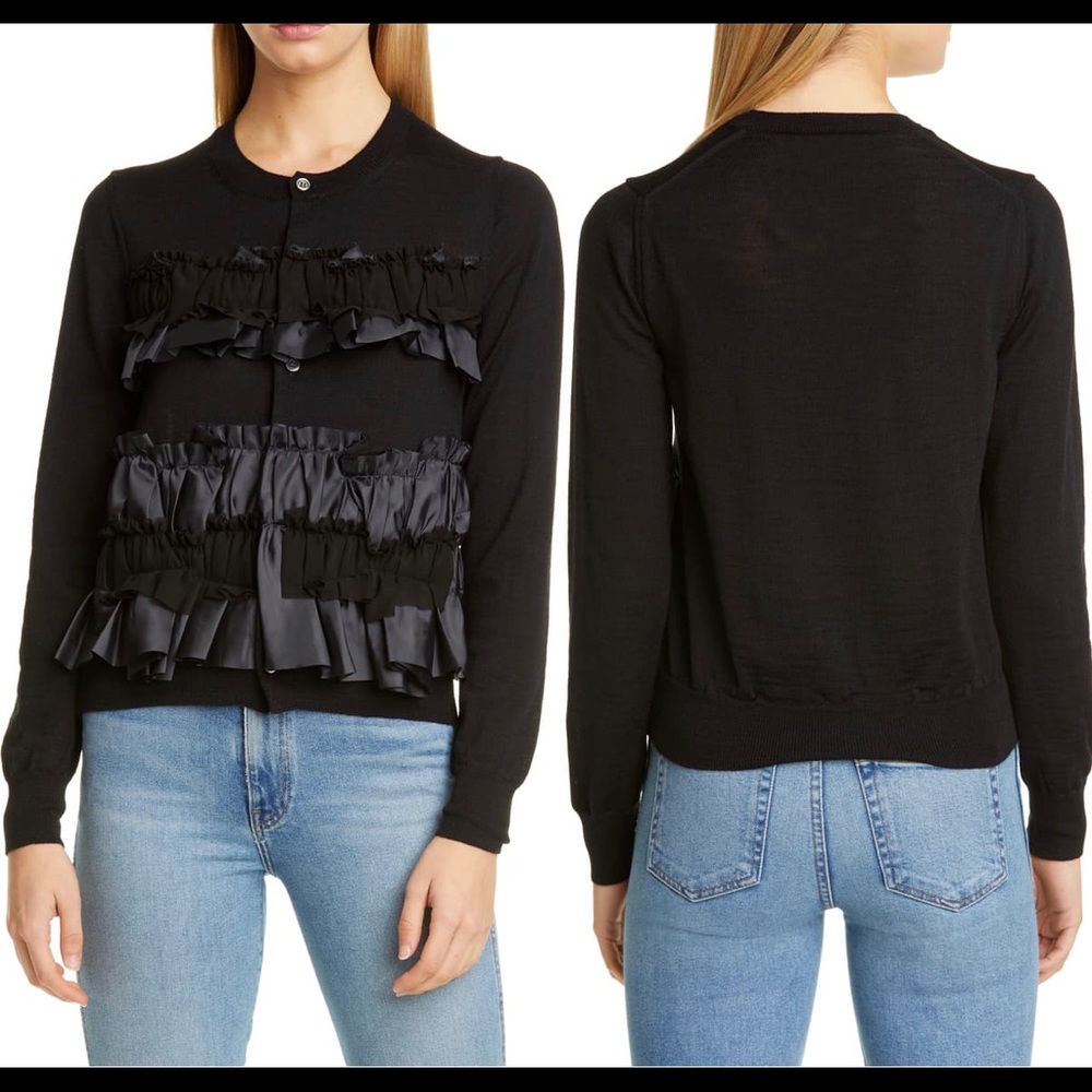Comme des Garcons Black Ruffle Front Cardigan